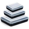 imageEfar Baking Pans with Lids Set of 3 Nonstick Sheet Cake Pan for Oven Lasagna Brownie Casserole  12510594Inch Rectangle Metal Bakeware Set Stainless Steel Core  6 Pieces3 Pans  3 Covers
