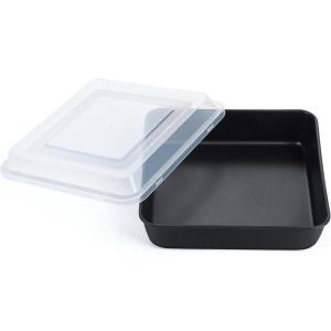 image9x9 Inch Square Baking Pan with Lid Set Efar Nonstick Square Cake Pans Metal Bakeware for Oven Cooking Lasagna Brownies Stainless Steel Core ampamp Easy Release 4 Pieces2 Pans2 Covers1 pan1 lid