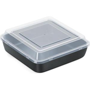 imageEfar 8x8 Inch Square Baking Pan with Lid Set Nonstick Square Cake Pans Metal Bakeware for Oven Cooking Lasagna Brownies Stainless Steel Core ampamp Easy Release 4 Pieces2 Pans2 Covers1 pan1 lid