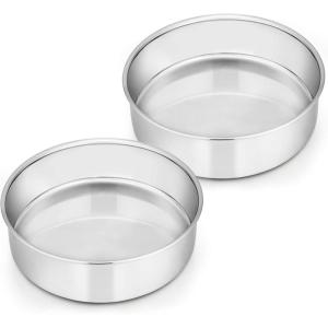 imageEfar 9 Inch Cake Pan Set of 2 Stainless Steel Round Cake Baking Pans NonToxic ampamp Healthy Mirror Finish ampamp Dishwasher Safe6 Cake Pan Set of 2
