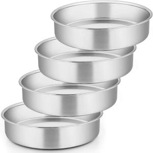imageEfar 9 Inch Cake Pan Set of 2 Stainless Steel Round Cake Baking Pans NonToxic ampamp Healthy Mirror Finish ampamp Dishwasher Safe8 Cake Pan Set of 4