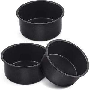 imageEfar Cake Pan Set of 3 6 inch8 inch9 inch Nonstick Round Baking Cake Pans for Tier Birthday Wedding Cake Stainless Steel Core ampamp NonToxic Coating 2 Inch Deep Black4 Inches