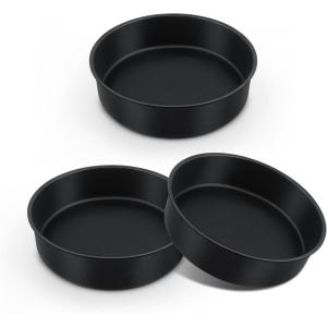 imageEfar Cake Pan Set of 3 6 inch8 inch9 inch Nonstick Round Baking Cake Pans for Tier Birthday Wedding Cake Stainless Steel Core ampamp NonToxic Coating 2 Inch Deep Black8 Inches
