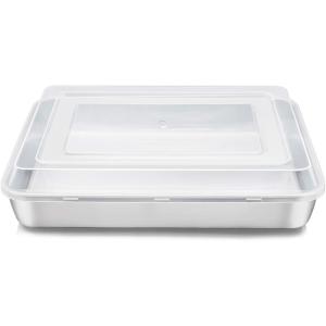 imageEfar Stainless Steel Baking Pan with Lid 12 x 9 x 2 Inch Rectangle Sheet Cake Pans with Covers Bakeware for Cakes Brownies Casseroles Nontoxic ampamp Healthy Heavy Duty ampamp Dishwasher Safe  Set of 21Pan1Lid