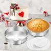 image8 Inch Cake Pan Set of 3 EFar Stainless Steel Round Layer Cake Baking Pans with Parchment Rounds ampamp Side Liner Roll NonToxic ampamp Healthy Metal Cakes Tin Straight Side ampamp Dishwasher Safe9 Inch