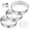 image8 Inch Cake Pan Set of 3 EFar Stainless Steel Round Layer Cake Baking Pans with Parchment Rounds ampamp Side Liner Roll NonToxic ampamp Healthy Metal Cakes Tin Straight Side ampamp Dishwasher Safe8 Inch
