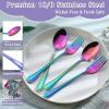 imageEfar 12Piece Toddler Silverware Stainless Steel Kids Utensils Forks and Spoons Children Safe Metal Cutlery Set for Self Feeding Mirror Polished ampamp Dishwasher Safe 6 Forks ampamp 6 SpoonsRainbow