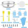 imageEfar 6 Inch Cake Pans Set of 4 Stainless Steel Round Baking Cake Pan Tins with Decorating Supplie Including Parchment Paper Icing Tips Spatula Scrapper Nontoxic ampamp Healthy Dishwasher Safe