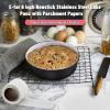 imageEfar 8 Inch Cake Pans Set of 2 Nonstick Stainless Steel Small Round Baking Pans with Parchment Paper ampamp Side Liner Roll Stainless Steel Core ampamp Nontoxic Coating Straight Side ampamp 2 Inch Deep6 Inches