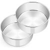 imageEfar 8 x 3 Inch Round Cake Pans Stainless Steel Deep Cake Baking Pan Tin for Birthday Wedding Party Chiffon Cheesecake Healthy ampamp NonToxic Straight Side ampamp Dishwasher Safe  Set of 22