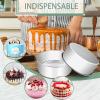 imageEfar 8 x 3 Inch Round Cake Pans Stainless Steel Deep Cake Baking Pan Tin for Birthday Wedding Party Chiffon Cheesecake Healthy ampamp NonToxic Straight Side ampamp Dishwasher Safe  Set of 22