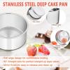 imageEfar 8 x 3 Inch Round Cake Pans Stainless Steel Deep Cake Baking Pan Tin for Birthday Wedding Party Chiffon Cheesecake Healthy ampamp NonToxic Straight Side ampamp Dishwasher Safe  Set of 22