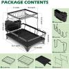 imageEfar Dish Drying Rack for Kitchen Counter 2 Tier Small Dish Drainer Drying Rack 167quot x 118quot x 139quot Metal Organizer with Drainboard and Utensil Holder Large Capacity ampamp Space Saving Black