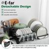 imageEfar Dish Drying Rack for Kitchen Counter 2 Tier Small Dish Drainer Drying Rack 167quot x 118quot x 139quot Metal Organizer with Drainboard and Utensil Holder Large Capacity ampamp Space Saving Black