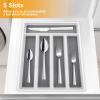 imageEfar Silverware Drawer Organizer Mesh Wire Utensil Tray Drawer Organizer for Kitchen Black Narrow Metal Flatware Cutlery HolderDivider 5 Compartment ampamp Small Size  125 x 925InchPlastic