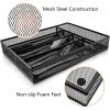 imageEfar Silverware Drawer Organizer Mesh Wire Utensil Tray Drawer Organizer for Kitchen Black Narrow Metal Flatware Cutlery HolderDivider 5 Compartment ampamp Small Size  125 x 925InchMetal