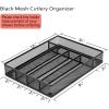 imageEfar Silverware Drawer Organizer Mesh Wire Utensil Tray Drawer Organizer for Kitchen Black Narrow Metal Flatware Cutlery HolderDivider 5 Compartment ampamp Small Size  125 x 925InchMetal