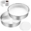 image8 Inch Cake Pan Set of 3 EFar Stainless Steel Round Layer Cake Baking Pans with Parchment Rounds ampamp Side Liner Roll NonToxic ampamp Healthy Metal Cakes Tin Straight Side ampamp Dishwasher Safe8 Inch