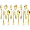 imageEfar 12Piece Toddler Silverware Stainless Steel Kids Utensils Forks and Spoons Children Safe Metal Cutlery Set for Self Feeding Mirror Polished ampamp Dishwasher Safe 6 Forks ampamp 6 SpoonsGold