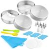 imageEfar 6 Inch Cake Pans Set of 4 Stainless Steel Round Baking Cake Pan Tins with Decorating Supplie Including Parchment Paper Icing Tips Spatula Scrapper Nontoxic ampamp Healthy Dishwasher Safe
