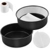 imageEfar 8 Inch Cake Pans Set of 2 Nonstick Stainless Steel Small Round Baking Pans with Parchment Paper ampamp Side Liner Roll Stainless Steel Core ampamp Nontoxic Coating Straight Side ampamp 2 Inch Deep6 Inches
