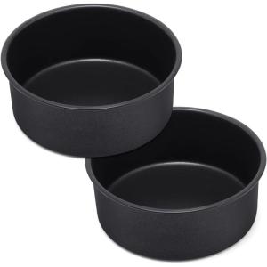 imageEfar 6 x 3 Inch Cake Pan Set of 2 Nonstick Stainless Steel Small Round Cake Pans Tin for Birthday Wedding Stainless Steel Core ampamp Nontoxic Coating Deep ampamp Straight Side2