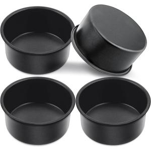 imageEfar 8 Inch Cake Pan 4Piece Nonstick Round Cake Baking Pans for Wedding Birthday Layer Cake Stainless Steel Core ampamp NonToxic Coating 2 Inch Deep4 inches