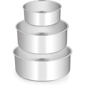 imageEfar Deep Cake Pan Set of 3 6 inch8 inch9 inch Stainless Steel Round Layer Cake Baking Pans Metal Tier Cake Tins for Wedding Birthday Leak Proof ampamp Straight Side Nontoxic ampamp Dishwasher Safe6x3 8 x 3 9x3 inches