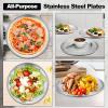 imageEfar 4Piece Stainless Steel Plates 9 Inch Metal Dinner Plates Dishes for Home Picnic Outdoor Camping Healthy ampamp NonToxic Shatterproof ampamp Dishwasher Safe6