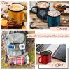 imageEfar Enamel Camping Mug Set of 6 16 Ounce Metal Enamel Coffee Tea Cups for Outdoor Camping Hiking Backpacking Kids 2Sided Unique Graphic Design ampamp Large Size  ColourfulBlack White Yellow Blue Dark Green Red