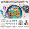 imageEfar Stainless Steel Plates Set of 6 8inch Metal Dinner Plates for Kids Toddlers Great for SelffeedingPicnicOutdoor Camping Healthy ampamp Nontoxic Shatterproof ampamp Dishwasher SafeRainbow