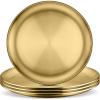 imageEfar Stainless Steel Plates Set of 6 8inch Metal Dinner Plates for Kids Toddlers Great for SelffeedingPicnicOutdoor Camping Healthy ampamp Nontoxic Shatterproof ampamp Dishwasher SafeGold