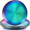 imageEfar Stainless Steel Plates Set of 6 8inch Metal Dinner Plates for Kids Toddlers Great for SelffeedingPicnicOutdoor Camping Healthy ampamp Nontoxic Shatterproof ampamp Dishwasher SafeRainbow