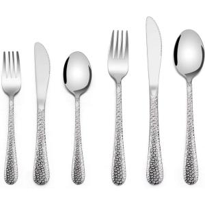 image12 Piece Kids Utensils Silverware Set Efar Stainless Steel Hammered Toddler Cutlery Child Flatware Progress Set Small Adult Diet Tableware Include Fork Spoon Knife Mirror Finished Dishwasher Safe