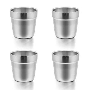 imageEfar Stainless Steel Cups Set of 4 6 Ounce Metal Insulated Cups for Toddler Kids Children Training ampamp Transition Double Wall ampamp Shatterproof Mirror Polished ampamp Dishwasher Safe  4 PackSet of 4