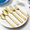 image20Piece Gold Silverware Set Efar Stainless Steel Flatware Set Service for 4 Cutlery Eating Utensil Set Includes Dinner ForksSpoonsKnives Square Edge ampamp Mirror Polished