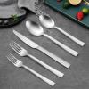 image40Piece Matte Black Silverware Set Efar Stainless Steel Flatware Set Service for 8 Metal Cutlery Eating Utensils Tableware Includes ForksSpoonsKnives Square EdgeSilver