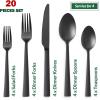 image40Piece Matte Black Silverware Set Efar Stainless Steel Flatware Set Service for 8 Metal Cutlery Eating Utensils Tableware Includes ForksSpoonsKnives Square EdgeBlack