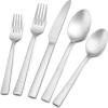 image40Piece Matte Black Silverware Set Efar Stainless Steel Flatware Set Service for 8 Metal Cutlery Eating Utensils Tableware Includes ForksSpoonsKnives Square EdgeSilver