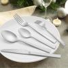 image40Piece Matte Black Silverware Set Efar Stainless Steel Flatware Set Service for 8 Metal Cutlery Eating Utensils Tableware Includes ForksSpoonsKnives Square EdgeSilver
