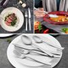 image40Piece Matte Black Silverware Set Efar Stainless Steel Flatware Set Service for 8 Metal Cutlery Eating Utensils Tableware Includes ForksSpoonsKnives Square EdgeSilver