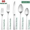 image40Piece Matte Black Silverware Set Efar Stainless Steel Flatware Set Service for 8 Metal Cutlery Eating Utensils Tableware Includes ForksSpoonsKnives Square EdgeSilver