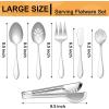 imageEfar Serving Utensils 6 Pieces Stainless Steel Serving Spoon Slotted Spoon Fork Tong Cake Server and Butter Knife for Parties Buffet Banquet Kitchen Mirror Finish ampamp Dishwasher SafeStreamlined