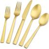 image40Piece Matte Black Silverware Set Efar Stainless Steel Flatware Set Service for 8 Metal Cutlery Eating Utensils Tableware Includes ForksSpoonsKnives Square EdgeGold