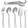 imageEfar Serving Utensils 6 Pieces Stainless Steel Serving Spoon Slotted Spoon Fork Tong Cake Server and Butter Knife for Parties Buffet Banquet Kitchen Mirror Finish ampamp Dishwasher SafeSlimline