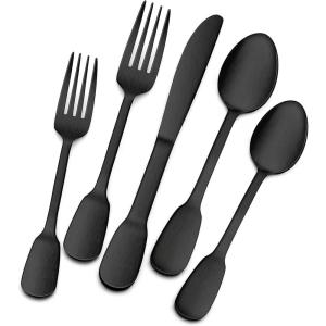 imageMatte Black Silverware Set for 4 Efar 20Piece Stainless Steel Flatware Cutlery Set with Design Handle Modern Metal Tableware Eating Utensils for Kitchen Restaurant Wedding Dishwasher Safe