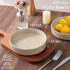imageEfar Pasta Bowls Set of 435oz Shallow Ceramic Bowl Plates for Serving Dinner Soup ampamp Salad  Stoneware Pasta Plates  Microwave ampamp Dishwasher Safe  Matte BlackBright Khaki