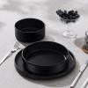 imageEfar Pasta Bowls Set of 435oz Shallow Ceramic Bowl Plates for Serving Dinner Soup ampamp Salad  Stoneware Pasta Plates  Microwave ampamp Dishwasher Safe  Matte BlackMatte Black