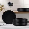 imageEfar Pasta Bowls Set of 435oz Shallow Ceramic Bowl Plates for Serving Dinner Soup ampamp Salad  Stoneware Pasta Plates  Microwave ampamp Dishwasher Safe  Matte BlackMatte Black