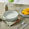 imageEfar Pasta Bowls Set of 435oz Shallow Ceramic Bowl Plates for Serving Dinner Soup ampamp Salad  Stoneware Pasta Plates  Microwave ampamp Dishwasher Safe  Matte BlackMist Green